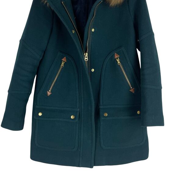 J. Crew Chateau Parka Coat Stadium Cloth Wool Midnight Green Size 4 - Picture 6 of 11